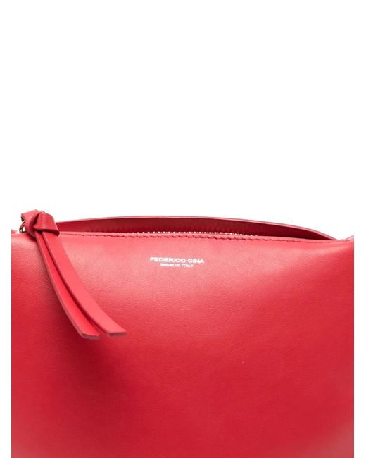 FEDERICO CINA Red Leather Shoulder Bag