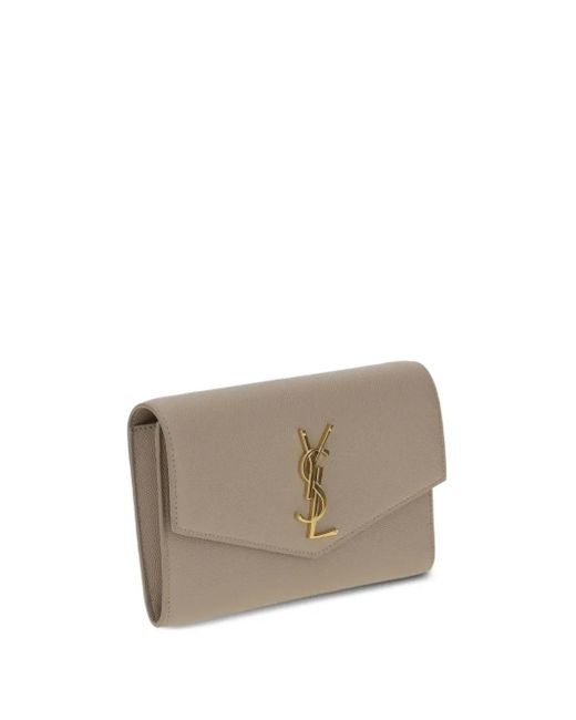 Bolso De Mano Tipo Sobre Con Logo Saint Laurent de color Natural