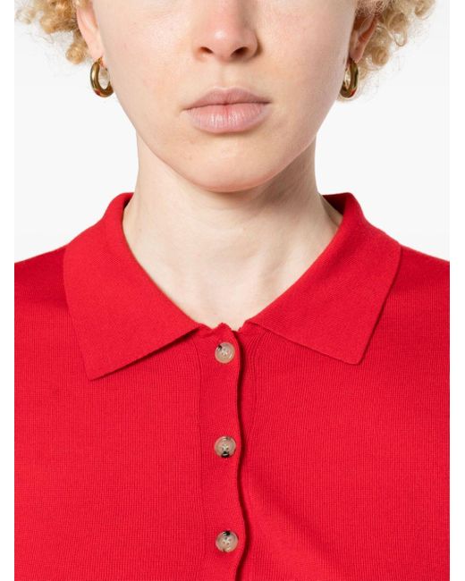Allude Red Fein gestricktes Poloshirt