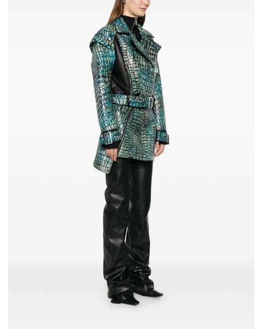 MITILIANE COUTURE Green Embossed Leather Jacket