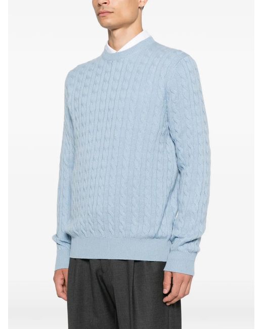 Malo Blue Cable-Knit Sweater for men