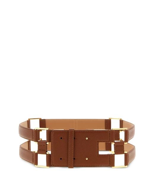 Elisabetta Franchi Brown Double Band Metal Belt