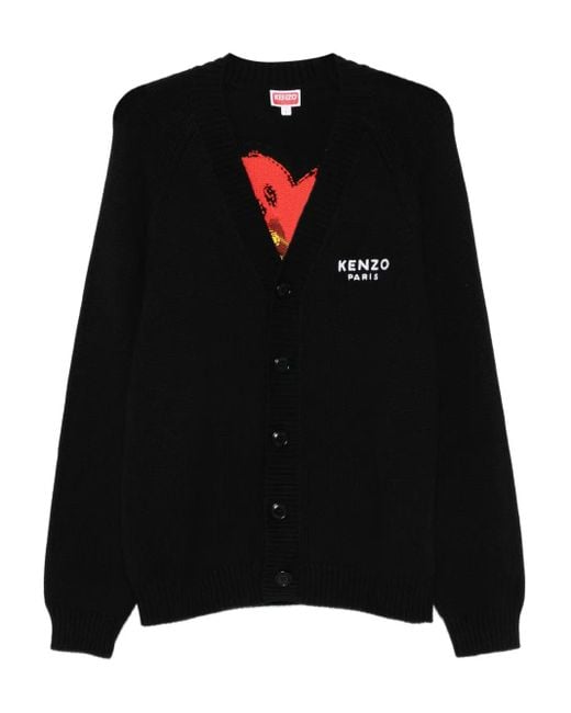 KENZO Black Boke-Flower Button-Up Cardigan for men