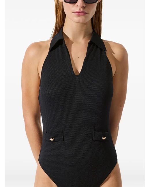 Karl Lagerfeld Blue Collar Detail Swimsuit