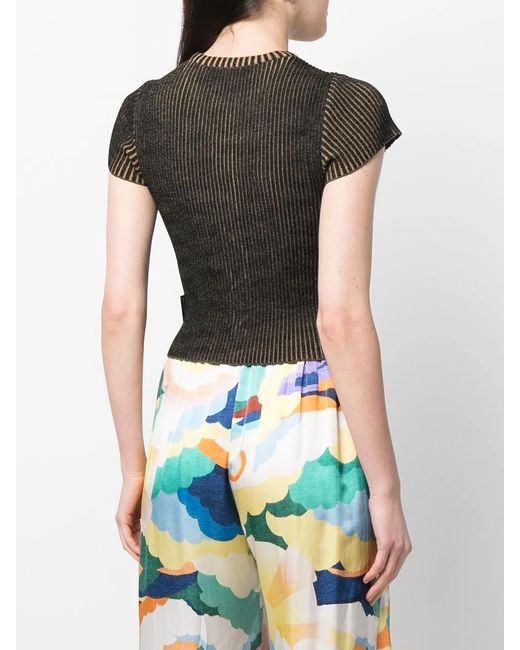 ANDERSSON BELL Black Cut Out-Detail Ribbed Knitted Top