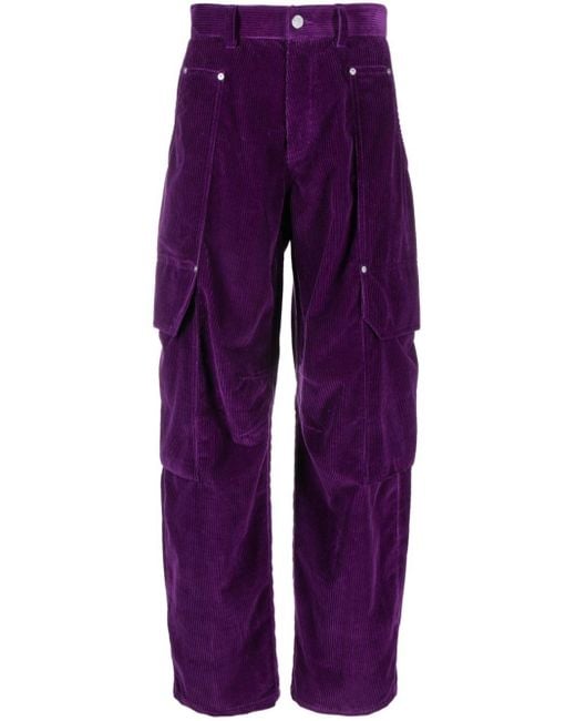 Palm Angels Purple Corduroy Cargo Trousers for men