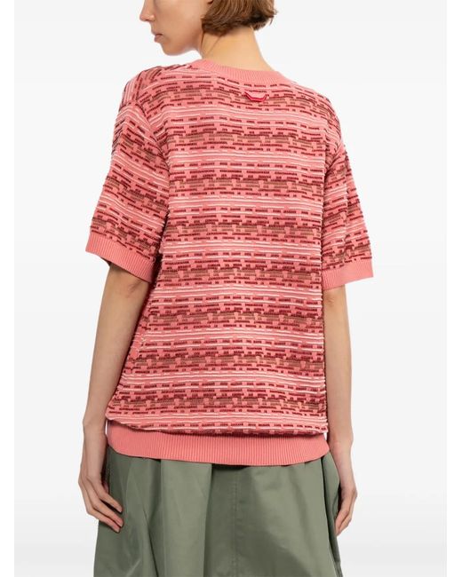 Adererror Red Patterned Short-Sleeves Top