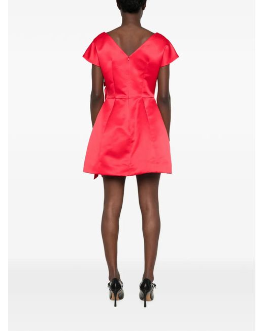 Simone Rocha Red Rosette-Detail Ruffled Mini Dress