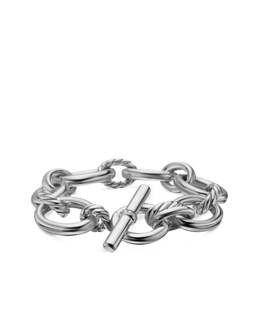 David Yurman White Sterling Dy Mercer Chain Diamond Bracelet (25Mm)
