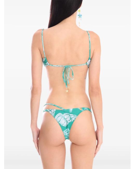 Amir Slama Green X Jade Picon Shell-Print Bikini