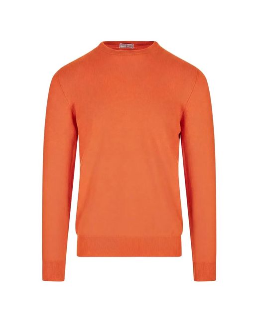 Fedeli Orange Ribbed-Hem Sweater for men