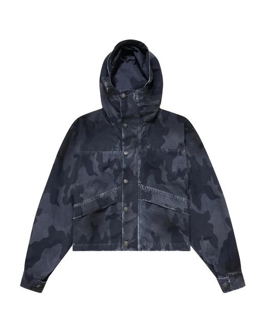 424 Blue Cropped Camouflage Parka for men