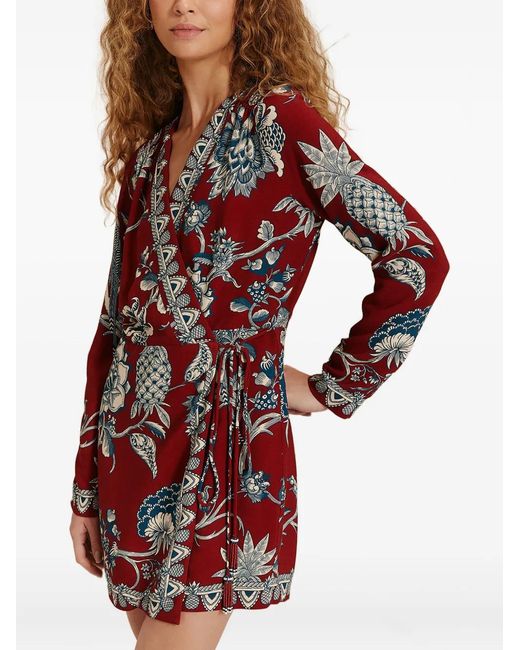 Farm Rio Red Floral-Print Mini Dress