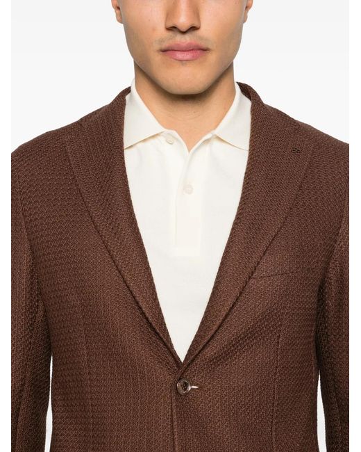 Tagliatore Brown Textured Buttoned Blazer for men