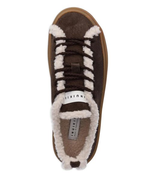 Inuikii Brown Shearling Lace-Up Sneakers