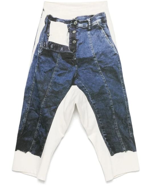 Rundholz Blue Trompe L'Oeil Print Trousers