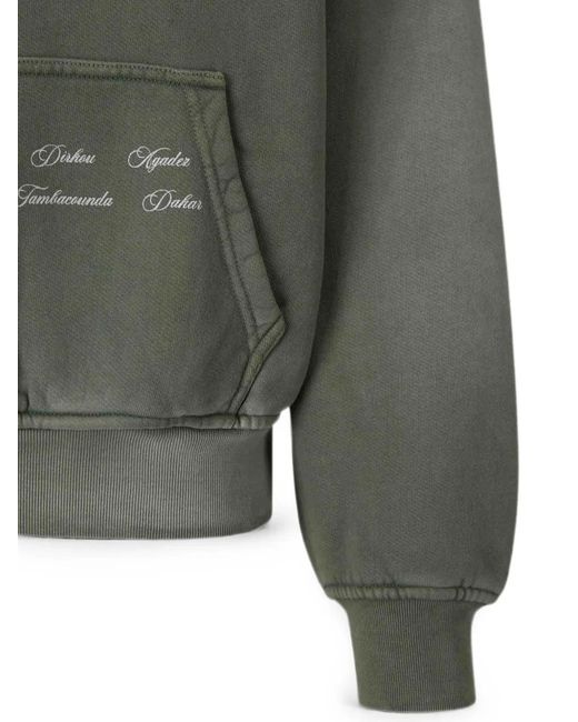 Rhude Gray Logo-Print Pouch-Pocket Hoodie for men