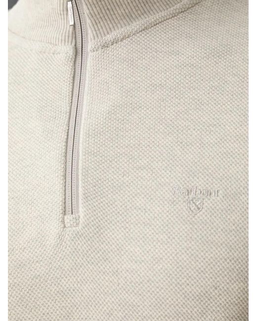 Barbour White Ravensworth Quarter-Zip Embroidered-Logo Sweatshirt for men