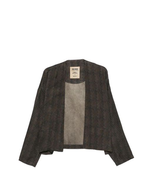 Uma Wang Brown Klarke Geometric-Pattern Jacket