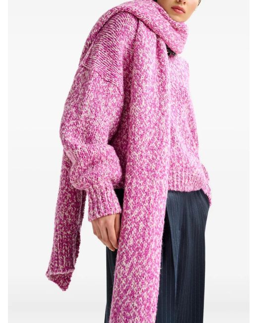 Essentiel Antwerp Pink Izura Ribbed-Trim Sweater