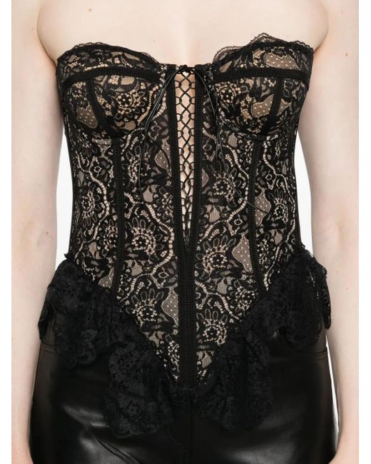 GIUSEPPE DI MORABITO Black Sweetheart-Neckline Corset Top
