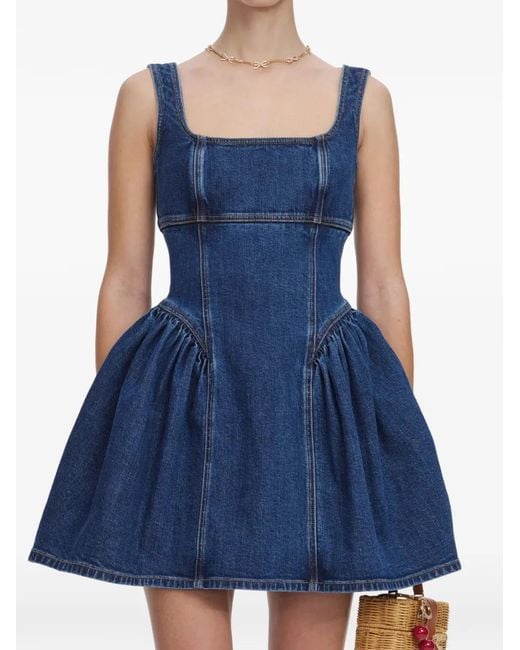 Self-Portrait Blue Skater-Style Midi Dress