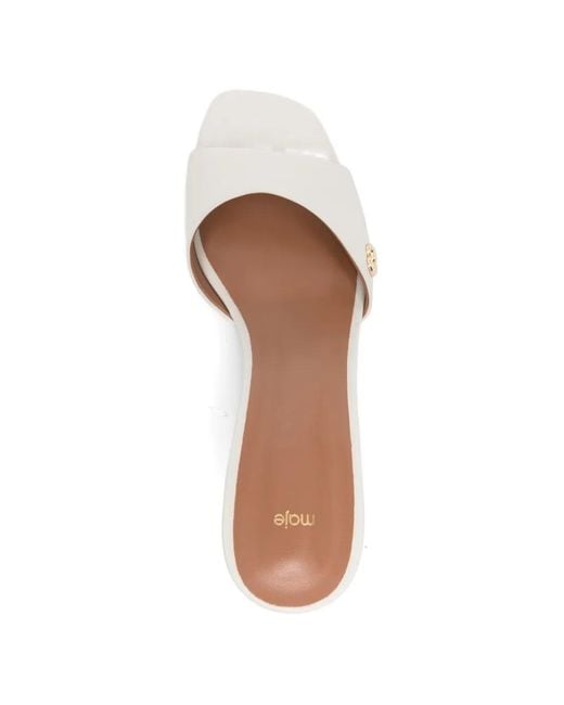 Maje White Leather Mules
