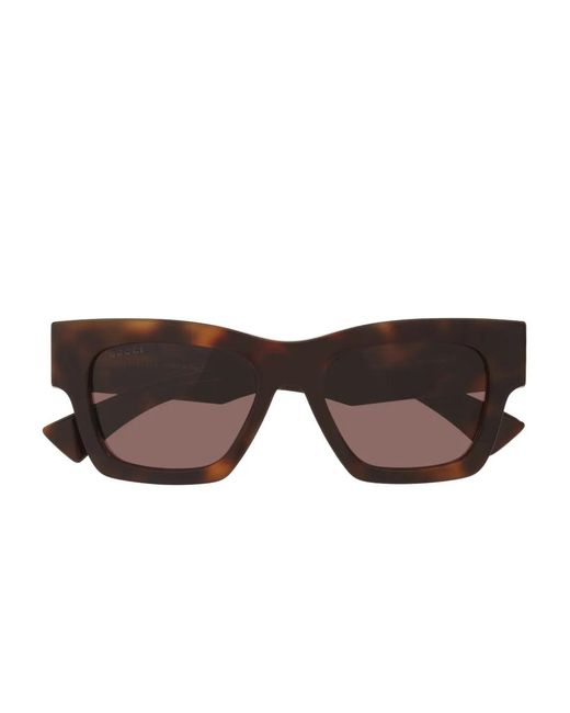 Gucci Brown Rectangle-Frame Sunglasses