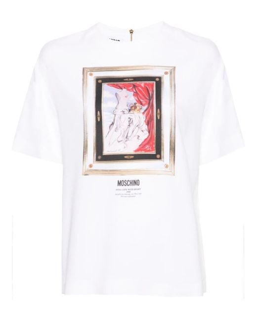 Blusa con estampado de pintura Moschino de color White