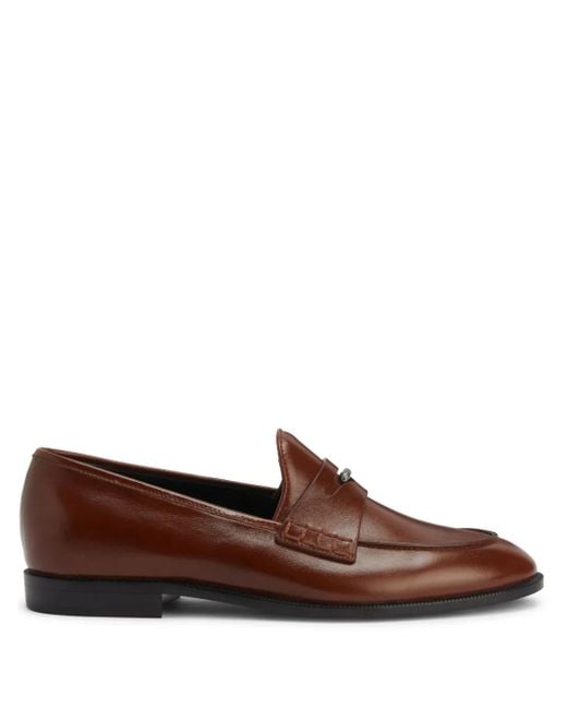 Giuseppe Zanotti Brown Archiel Penny-Slot Leather Loafers for men