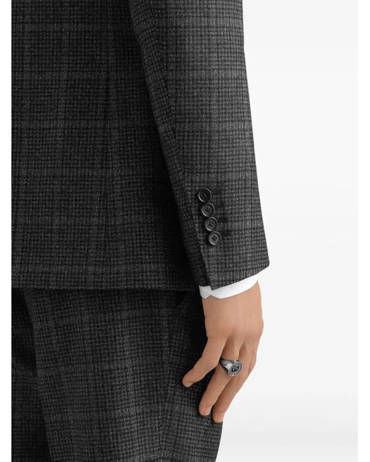 Dolce & Gabbana Black Check-Pattern Three-Piece Suit for men