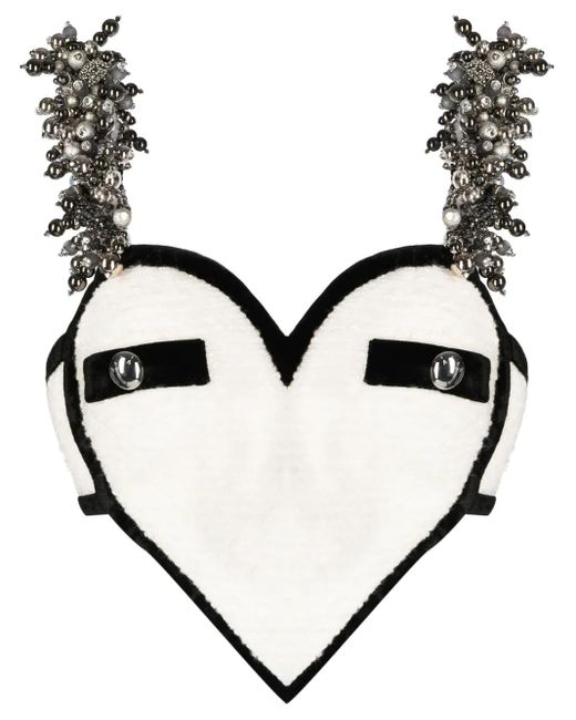 Area Natural Bead-Embellished Heart Crop Top