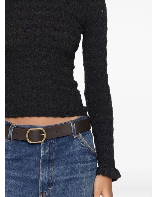 Sea Black Ruby Textured Ruffled Sleeve Sweater