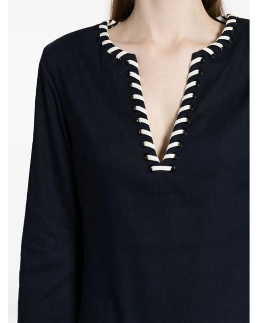 Jonathan Simkhai Blue Dalta Eyelet-Detail Midi Dress