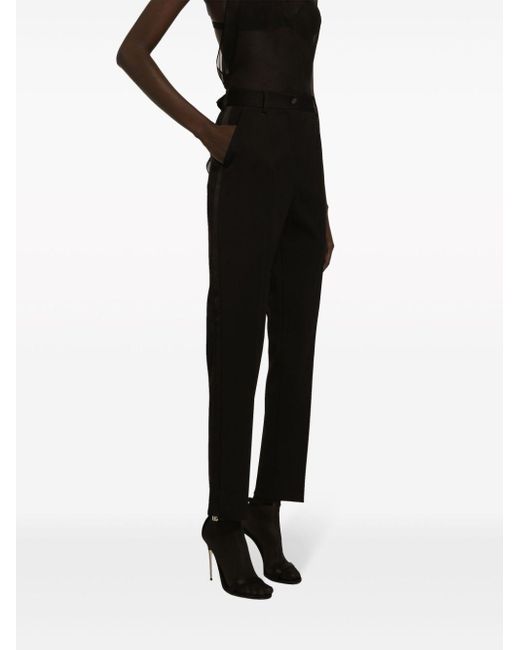 Pantalon en laine vierge mélangée Dolce & Gabbana en coloris Black