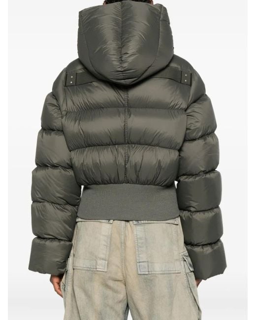 Rick Owens Green Hooded Puffer Jacket
