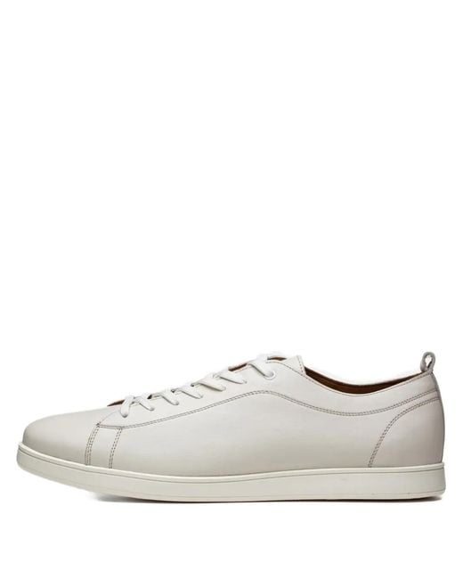 Poche Paris White Lace-Up Leather Sneakers for men