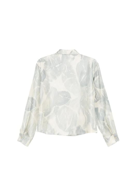 Alysi White Brushed Print Regular Top