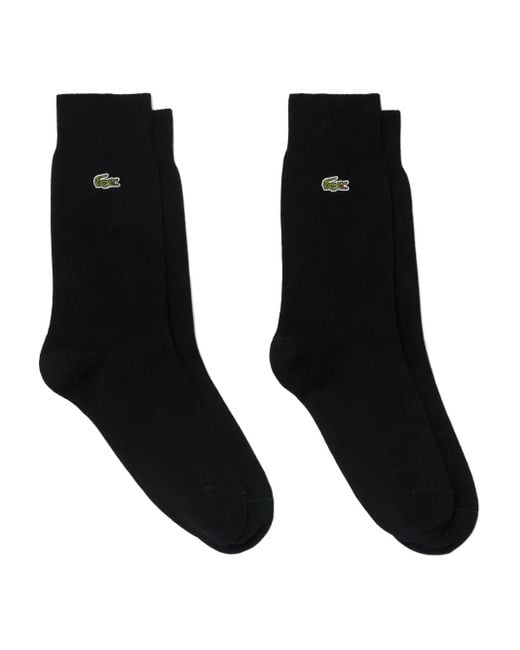 メンズ Lacoste クロコダイル 靴下 2足組 Black