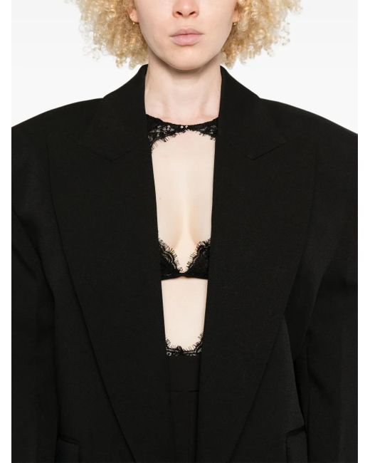 Nissa Black Shoulder-Pads Oversized Blazer