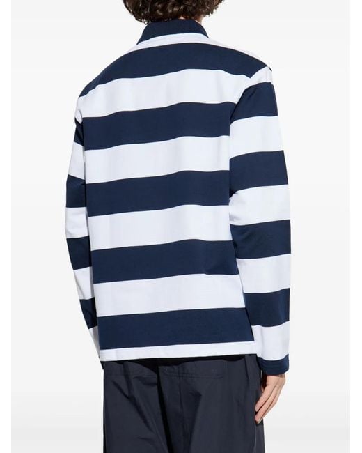 Paul & Shark Blue Striped Long-Sleeve Polo Shirt for men