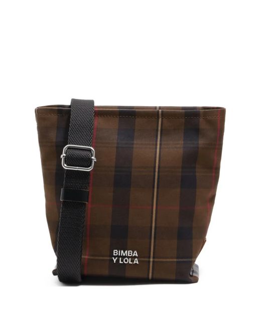 Bimba Y Lola Black Plaid Strap Satchel