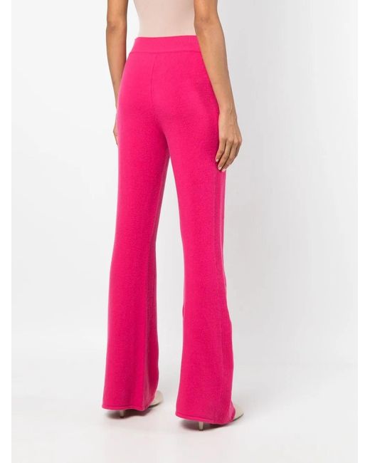 Alberta Ferretti Pink Flared-Leg High-Waisted Trousers