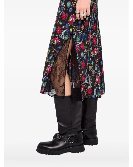 Zadig & Voltaire Blue Jayla Floral Midi Skirt