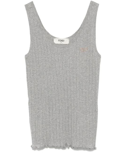 Fendi Gray Jersey Tank Top