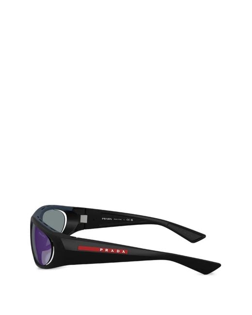 Prada Black Linea Rossa Geometric-Frame Sunglasses for men