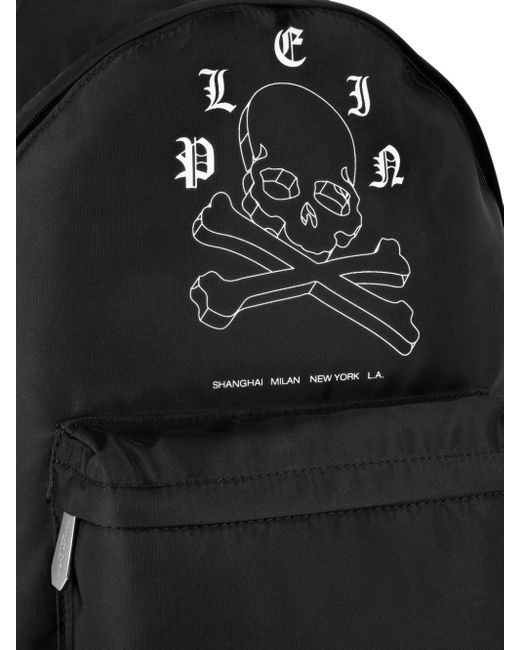 Philipp Plein Black Wire Frame Logo-print Backpack for men