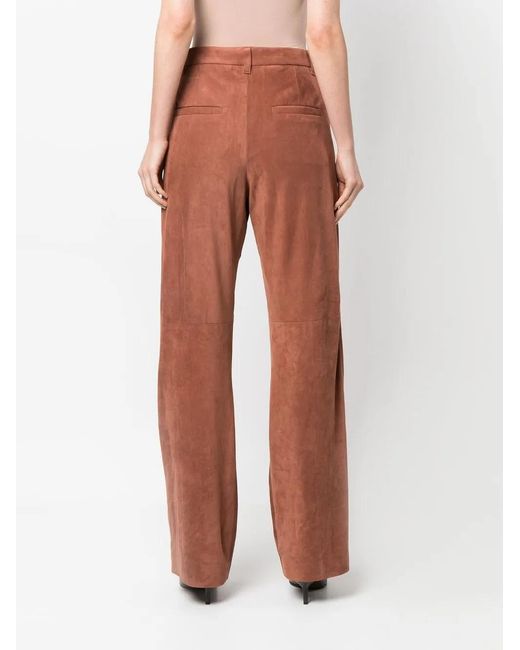 Brunello Cucinelli Brown Four-Pocket Leather Palazzo Pants