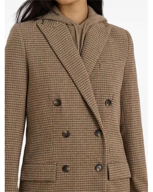 Ralph Lauren Brown Double-Breasted Checked Blazer