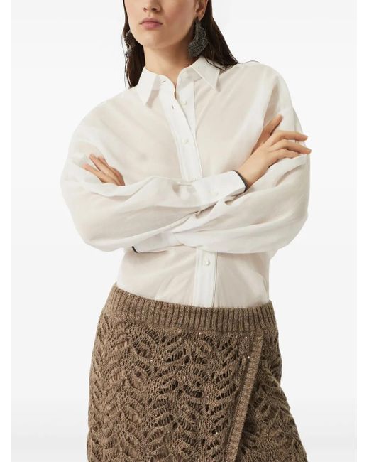 Brunello Cucinelli Natural Lace-Patterned Skirt